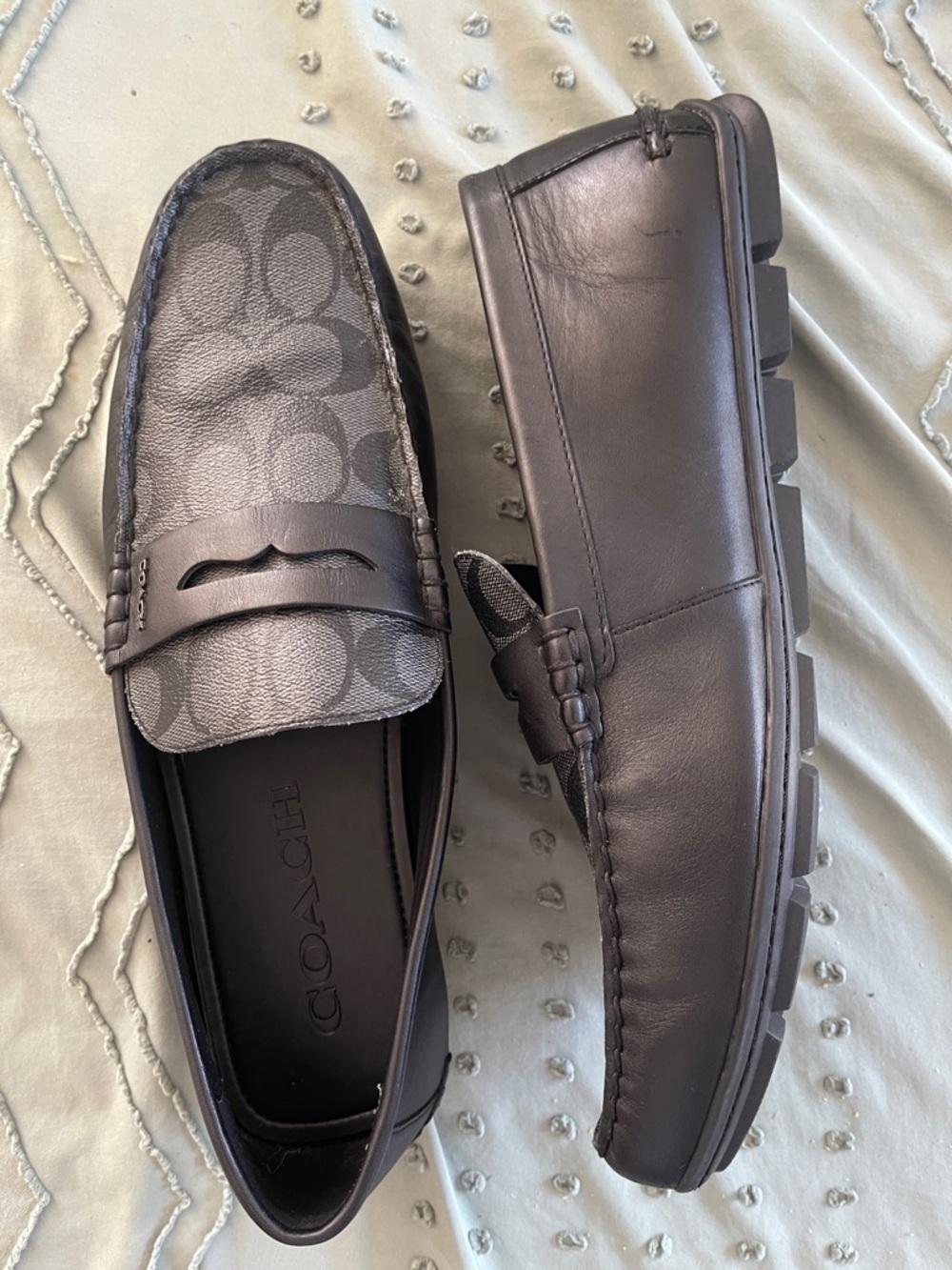 COACH Men’s Gray Signature Penny Loafers - Picture 2 of 5